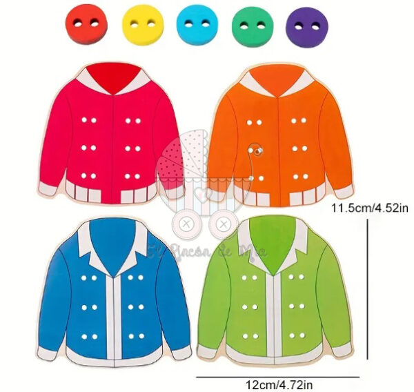Camisa con botones, enhebrado de botones (juego de madera) - Imagen 2