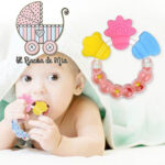 Mordedor cascabel redondo con figura de silicona alimentaria