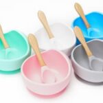 Bowl de silicona alimentaria con cuchara mango de madera