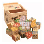 Caja cubos de madera (ABC, números y figuras)
