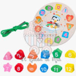 Reloj de encaje con piezas para enhebrar de madera